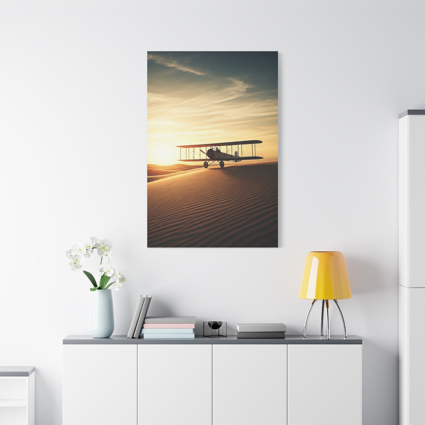 Desert Dawn Biplane Flight Wall Art & Canvas Prints