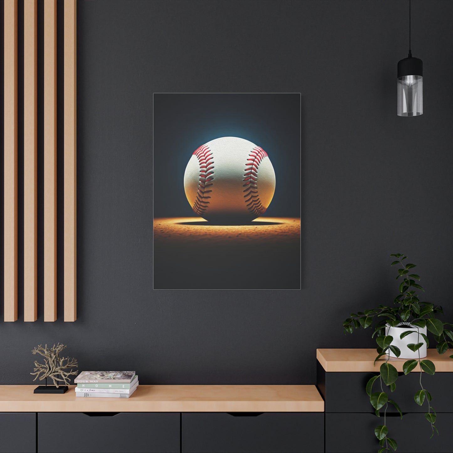 Baseball Ball on Field Spotlight Wall Art & Canvas Prints