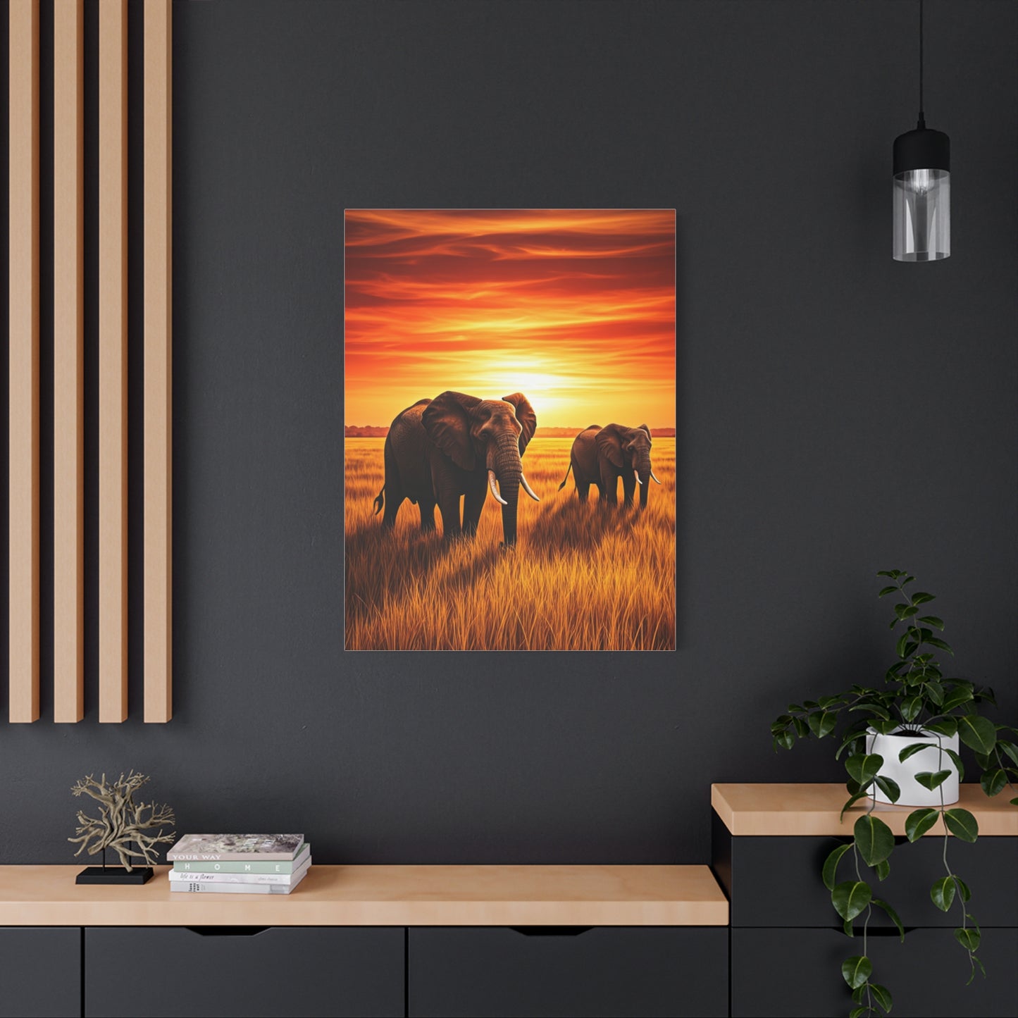 Elephant Herd at Sunset Plains Wall Art & Canvas Prints