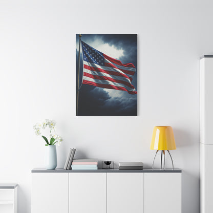 American Flag Against Stormy Skies Wall Art & Canvas Prints