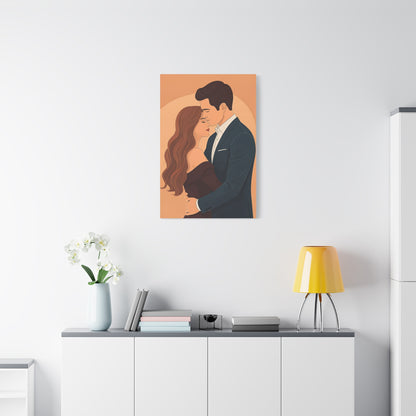Romantic Embrace Illustration Wall Art & Canvas Prints