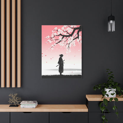 Samurai Under Falling Cherry Blossoms Wall Art & Canvas Prints