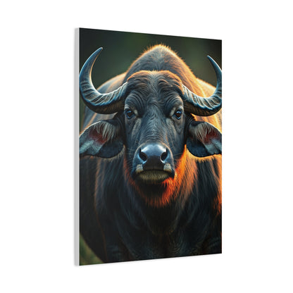 Asian Water Buffalo with Golden Rim Light Wall Art & Canvas Print