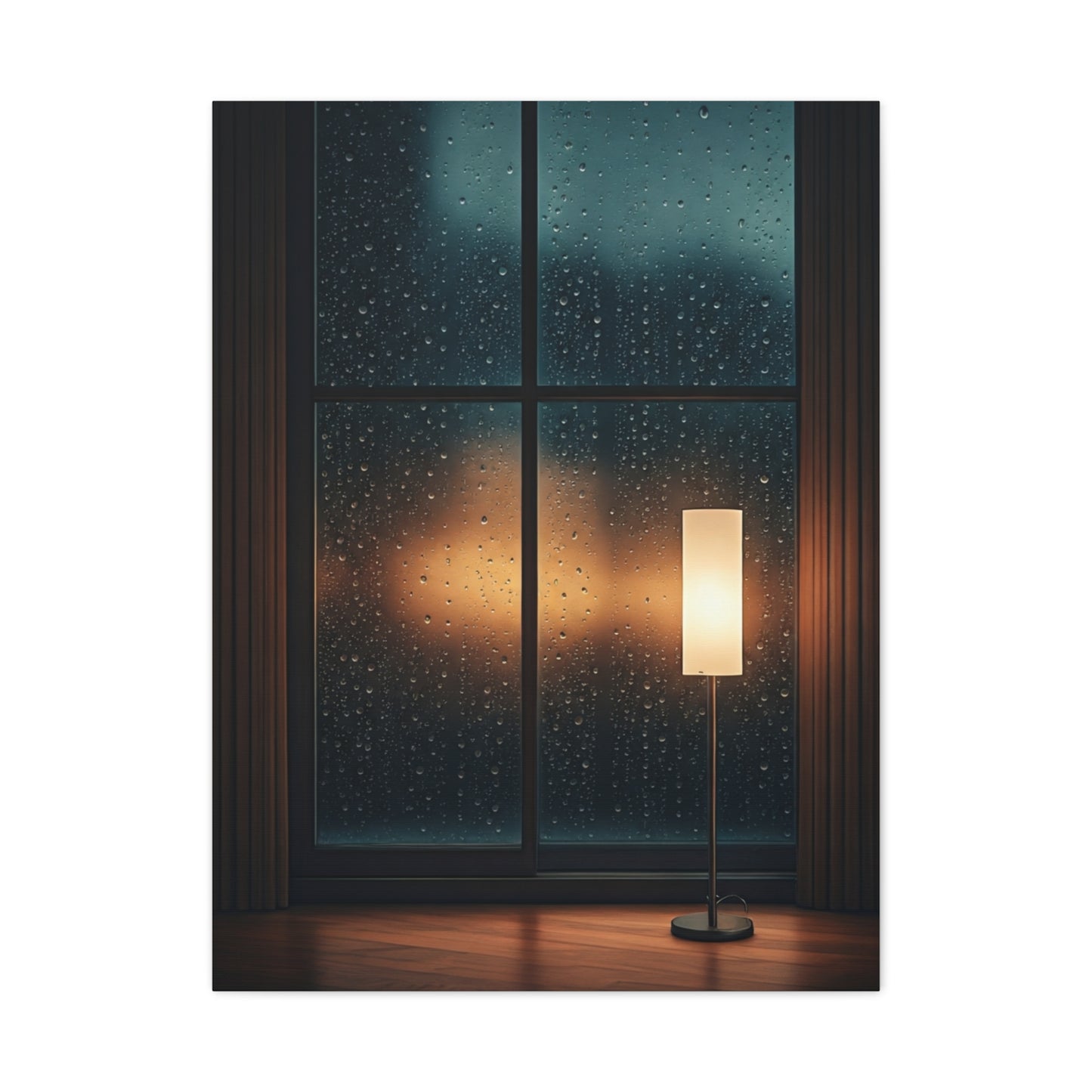 Rainy Window Glow Interior Wall Art & Canvas Prints