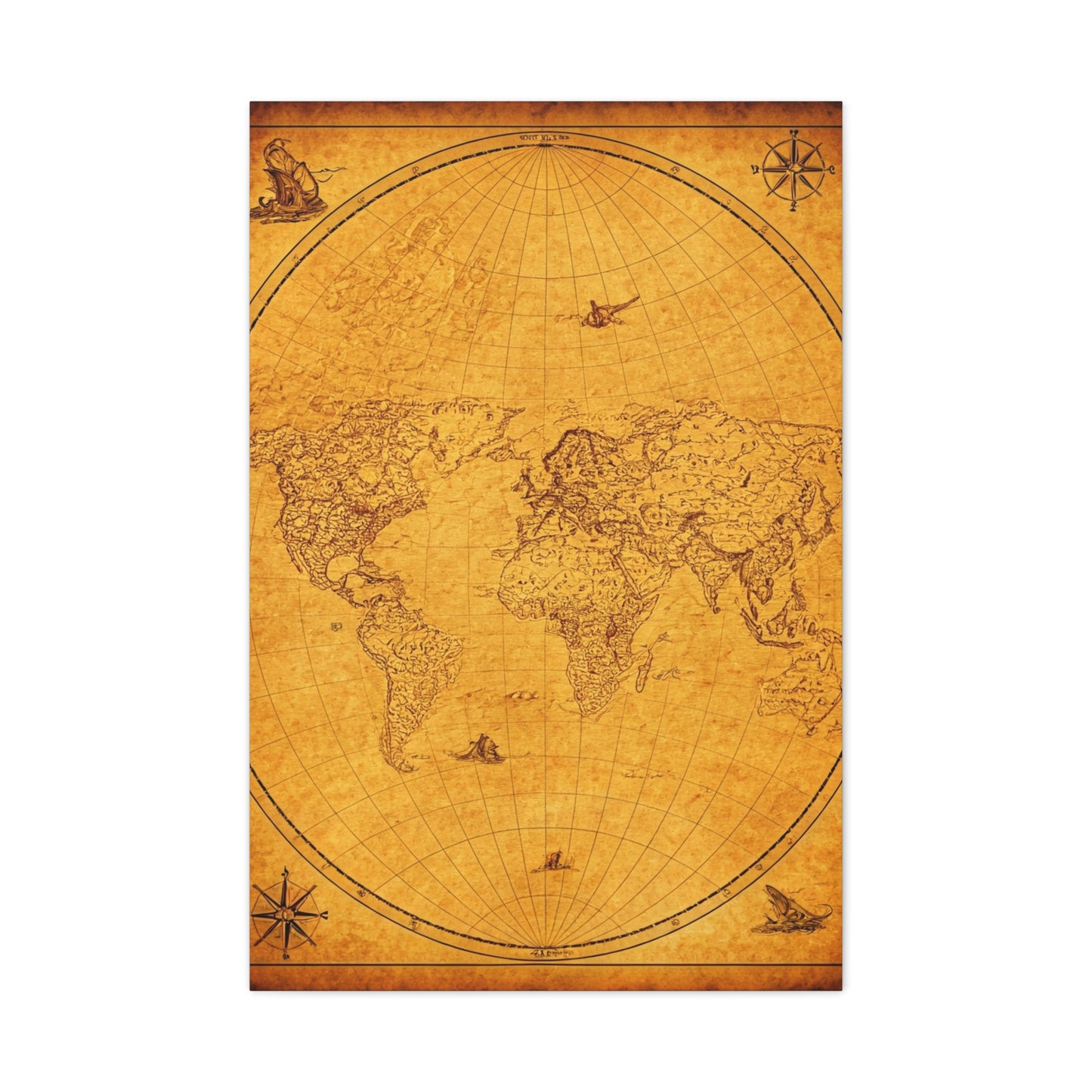 Classic Oval World Explorer Map Wall Art & Canvas Prints