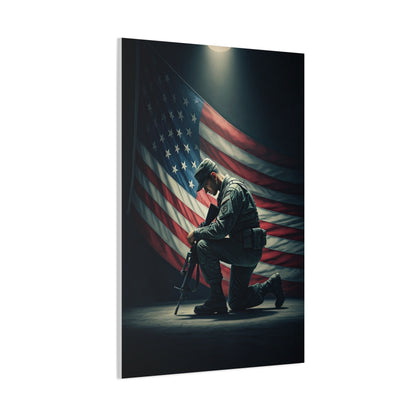 Kneeling Soldier Prayer Tribute Wall Art & Canvas Prints