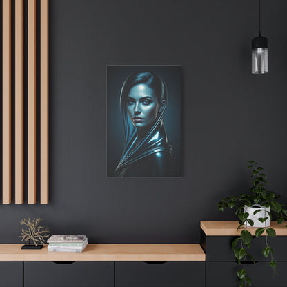 Modern Blue Portrait with Metallic Accents Wall Art & Canvas Prints