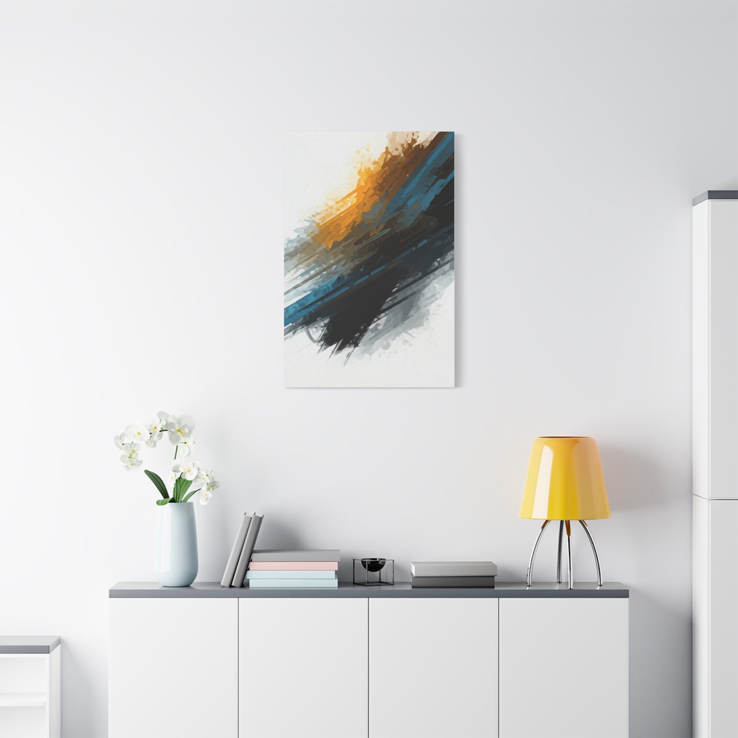 Gold and Blue Motion Abstract Wall Art & Canvas Prints