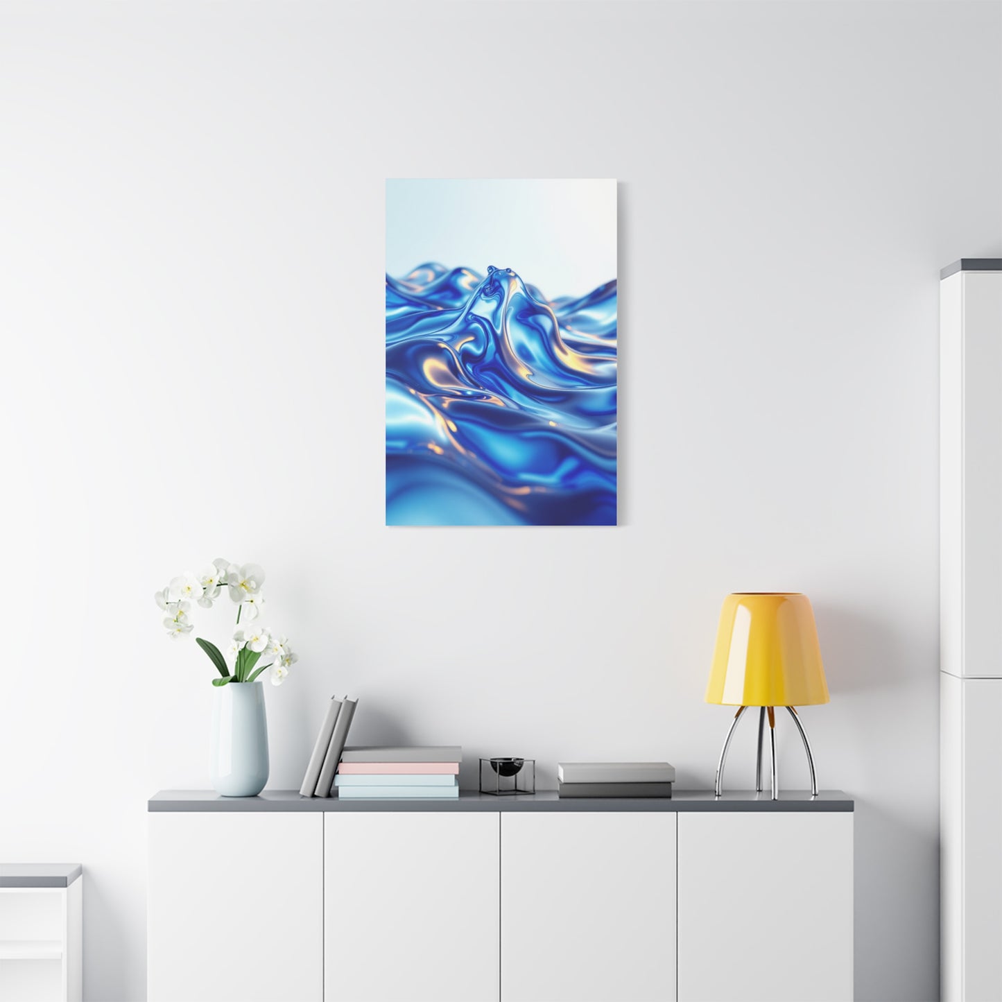 Fluid Blue Silk Waves Wall Art & Canvas Prints