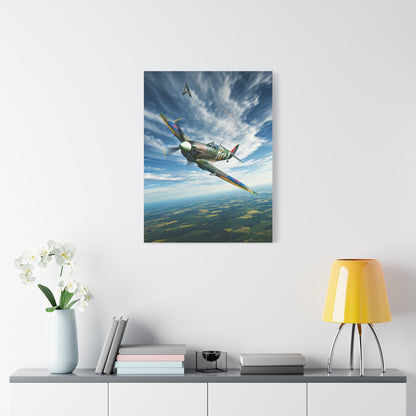 Vintage Warbird Flight Over Open Fields Wall Art & Canvas Prints