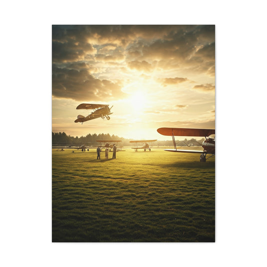Golden Airfield Takeoff Moment Wall Art & Canvas Prints