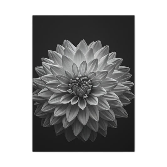 Dahlia Bloom in Shadow Monochrome Wall Art & Canvas Prints