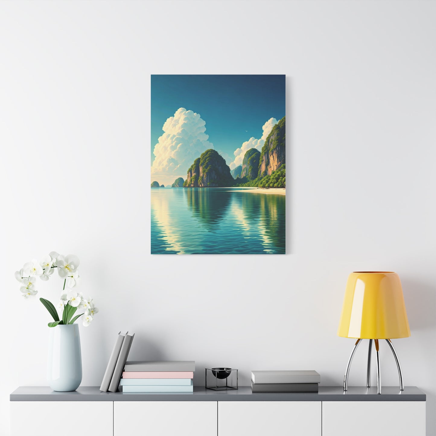 Emerald Lagoon Cliff Reflection Wall Art & Canvas Prints