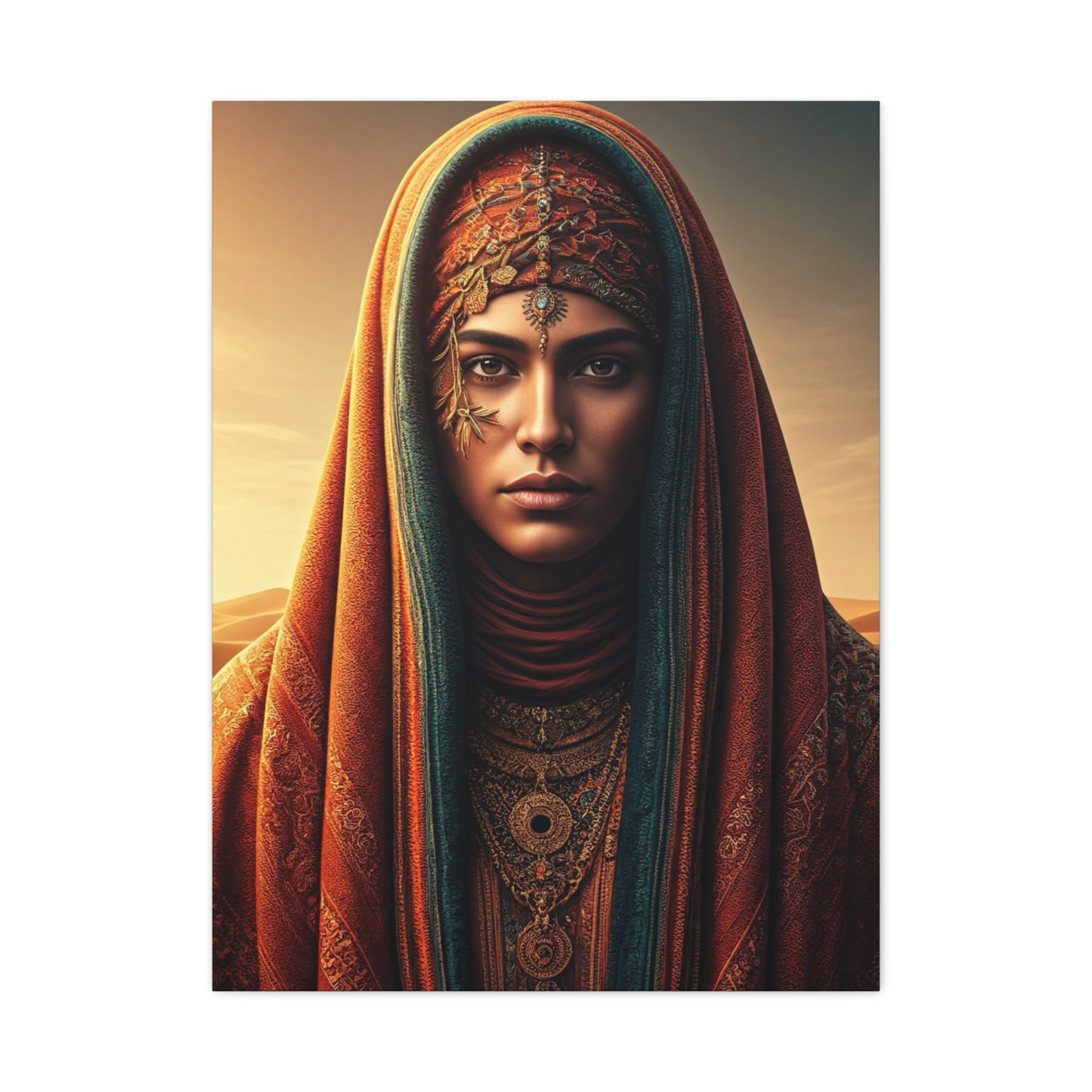 Desert Veil Woman Portrait Wall Art & Canvas Prints
