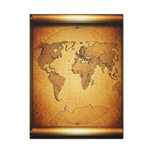 Classic Sepia World Atlas Scroll Wall Art & Canvas Prints