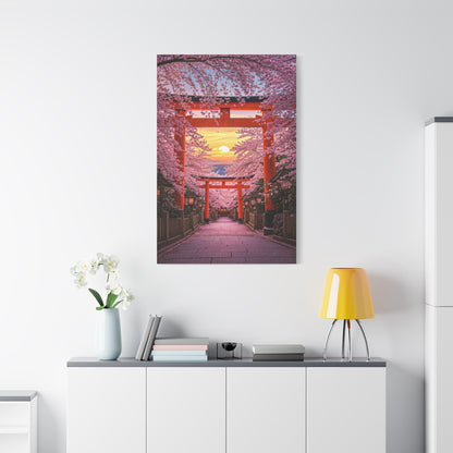 Torii Gate Sakura Pathway at Sunset Wall Art & Canvas Prints