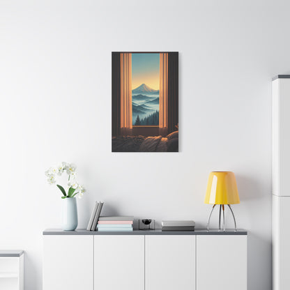 Mountain View Through Window Tranquil Interior Wall Art & Canvas Prints