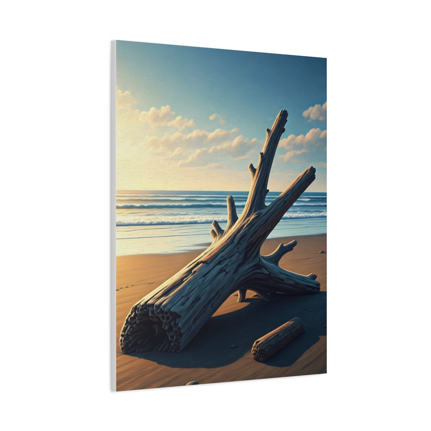 Driftwood Sculpture on Golden Beach Wall Art & Canvas Prints