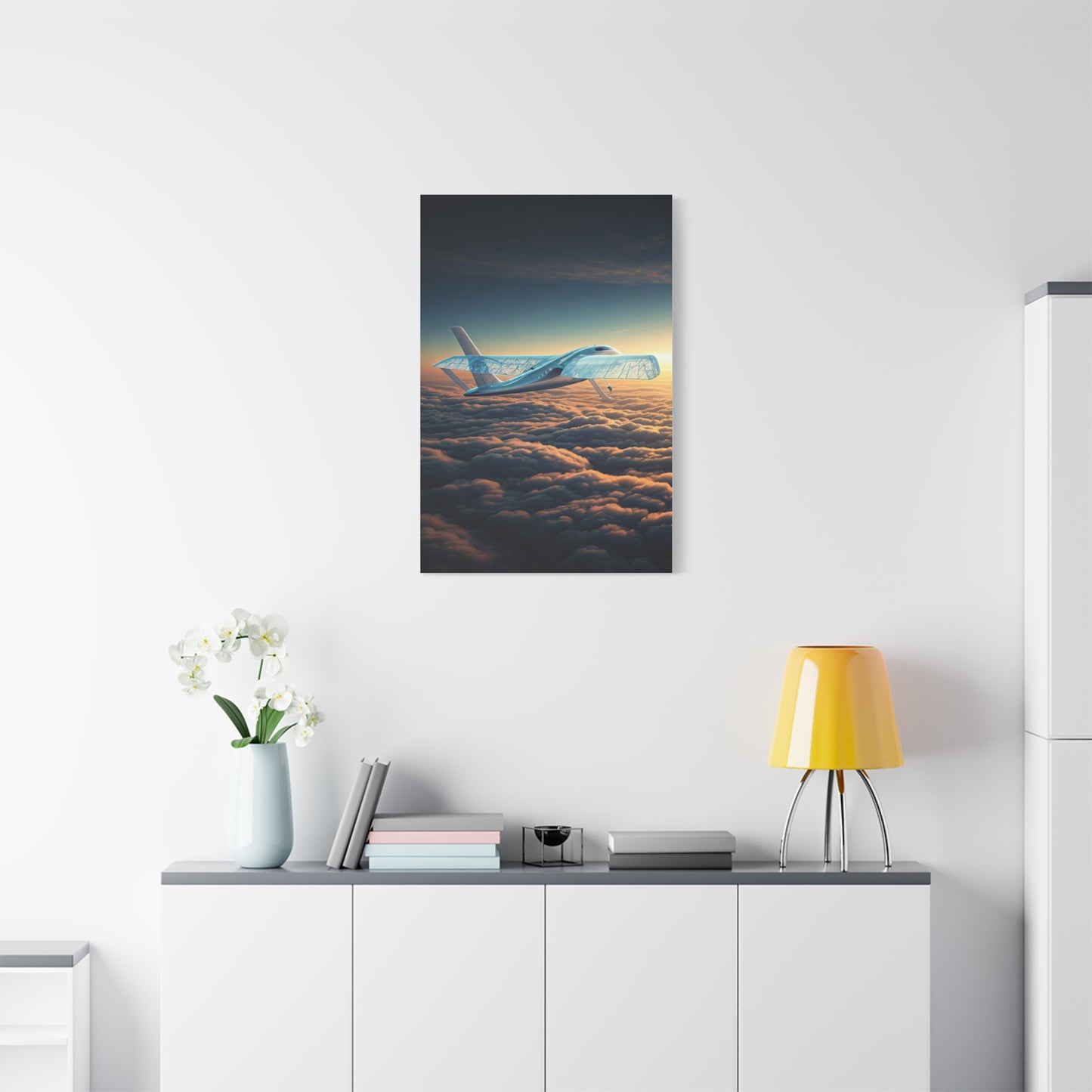 Elegant Concept Aircraft Above Clouds Wall Art & Canvas Prints