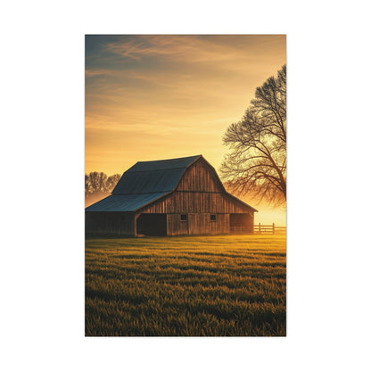 Golden Hour Farmstead Barn Wall Art & Canvas Prints