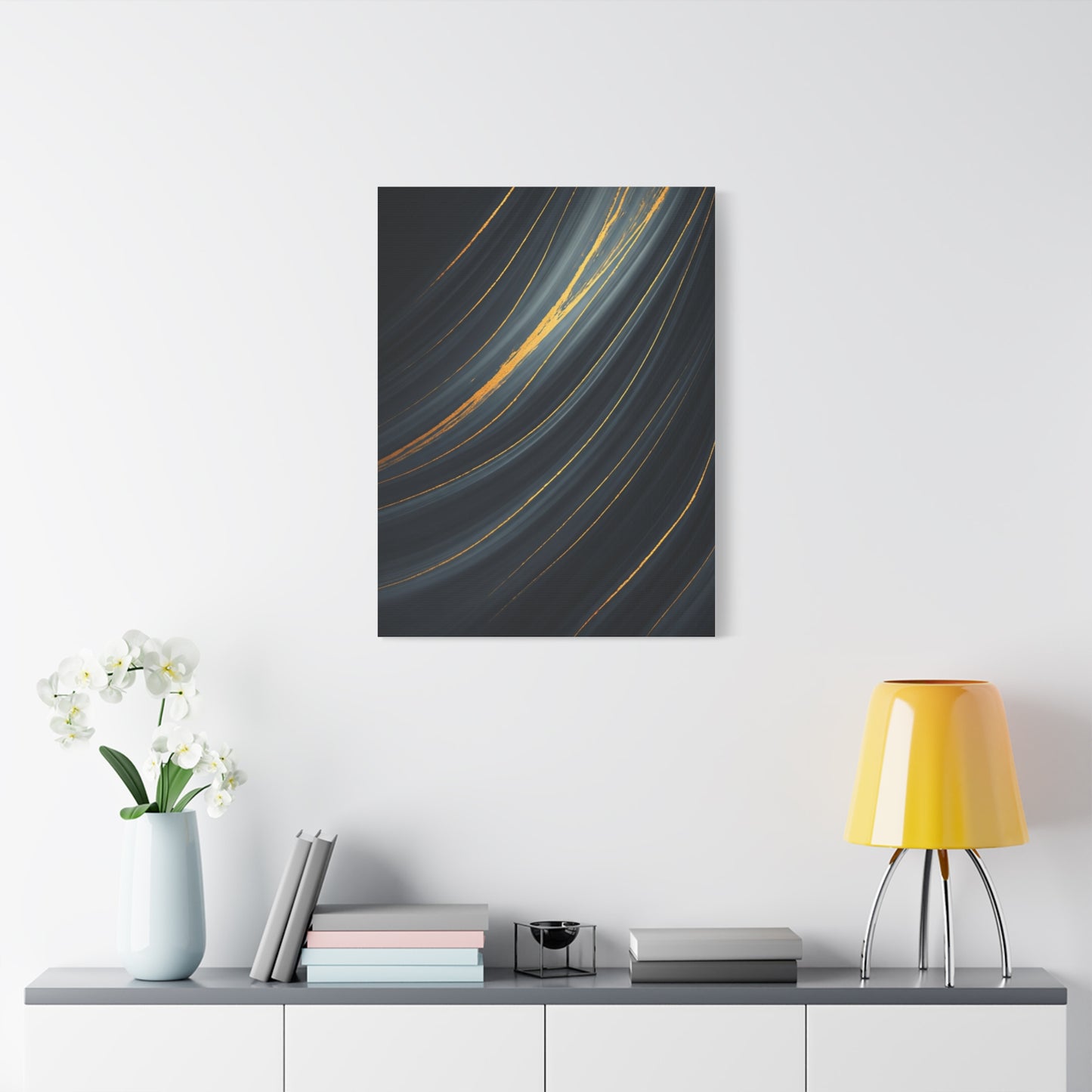 Flowing Gold Curve Abstract Wall Art & Canvas Prints