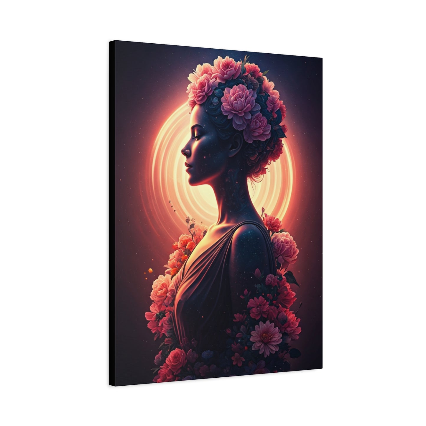 Floral Aura Woman Portrait Wall Art & Canvas Prints