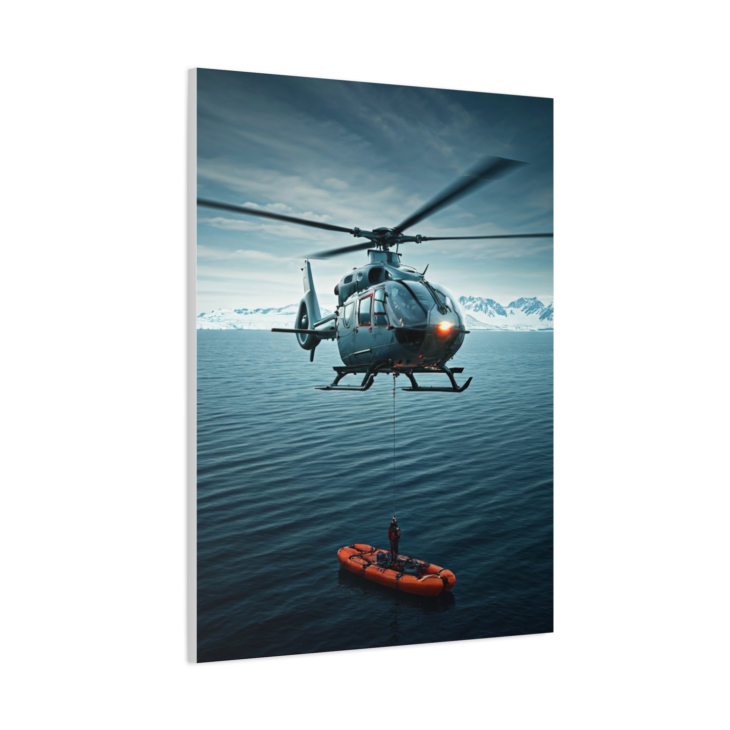 Arctic Rescue Helicopter Scene Wall Art & Canvas Print