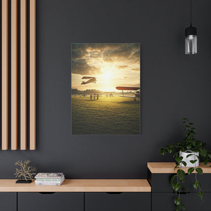 Golden Airfield Takeoff Moment Wall Art & Canvas Prints