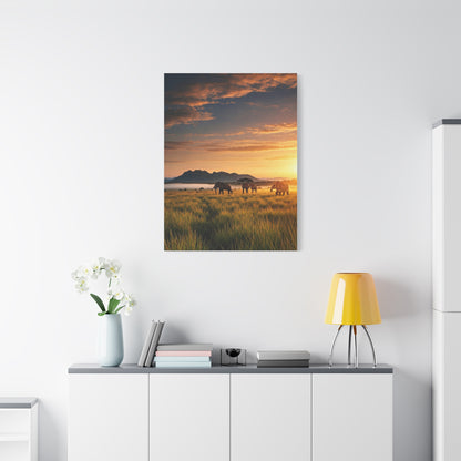 Golden Savanna Elephant Journey Wall Art & Canvas Prints