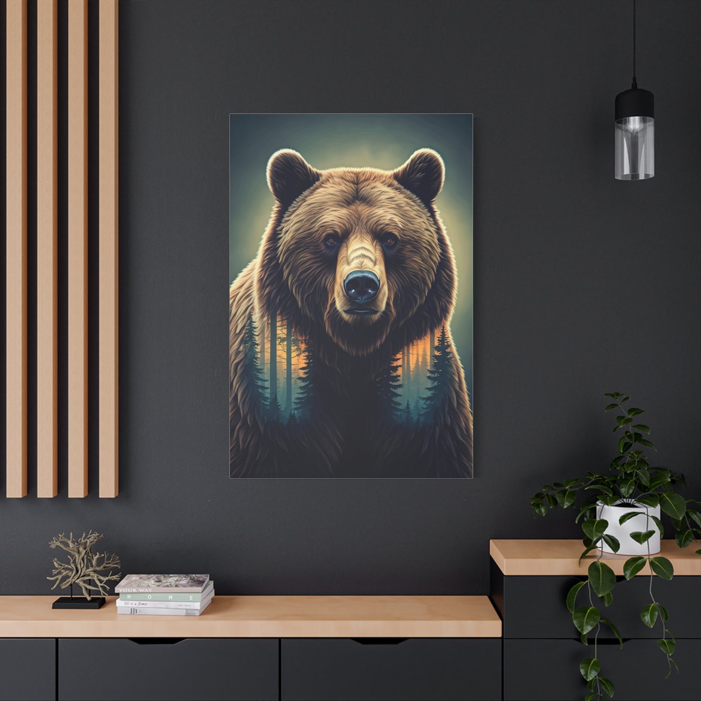 Double Exposure Forest Bear Wall Art & Canvas Prints