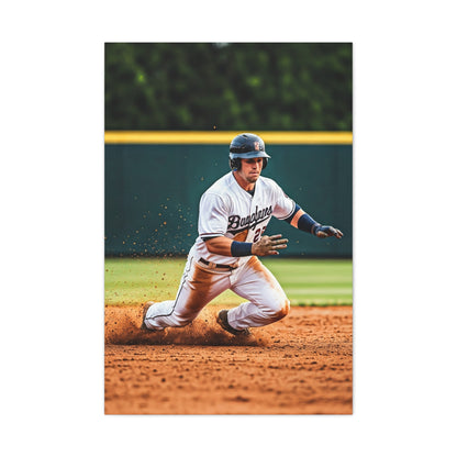 Baseball Slide Into Base Champion Wall Art & Canvas Prints
