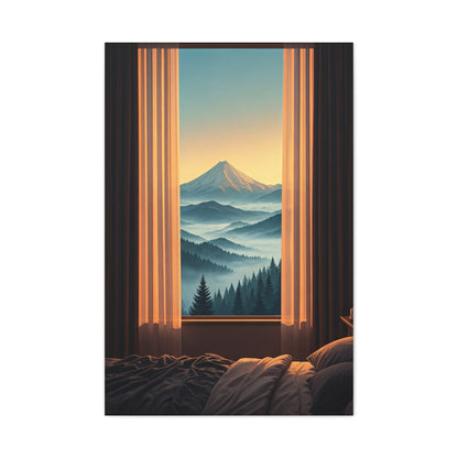 Mountain View Through Window Tranquil Interior Wall Art & Canvas Prints