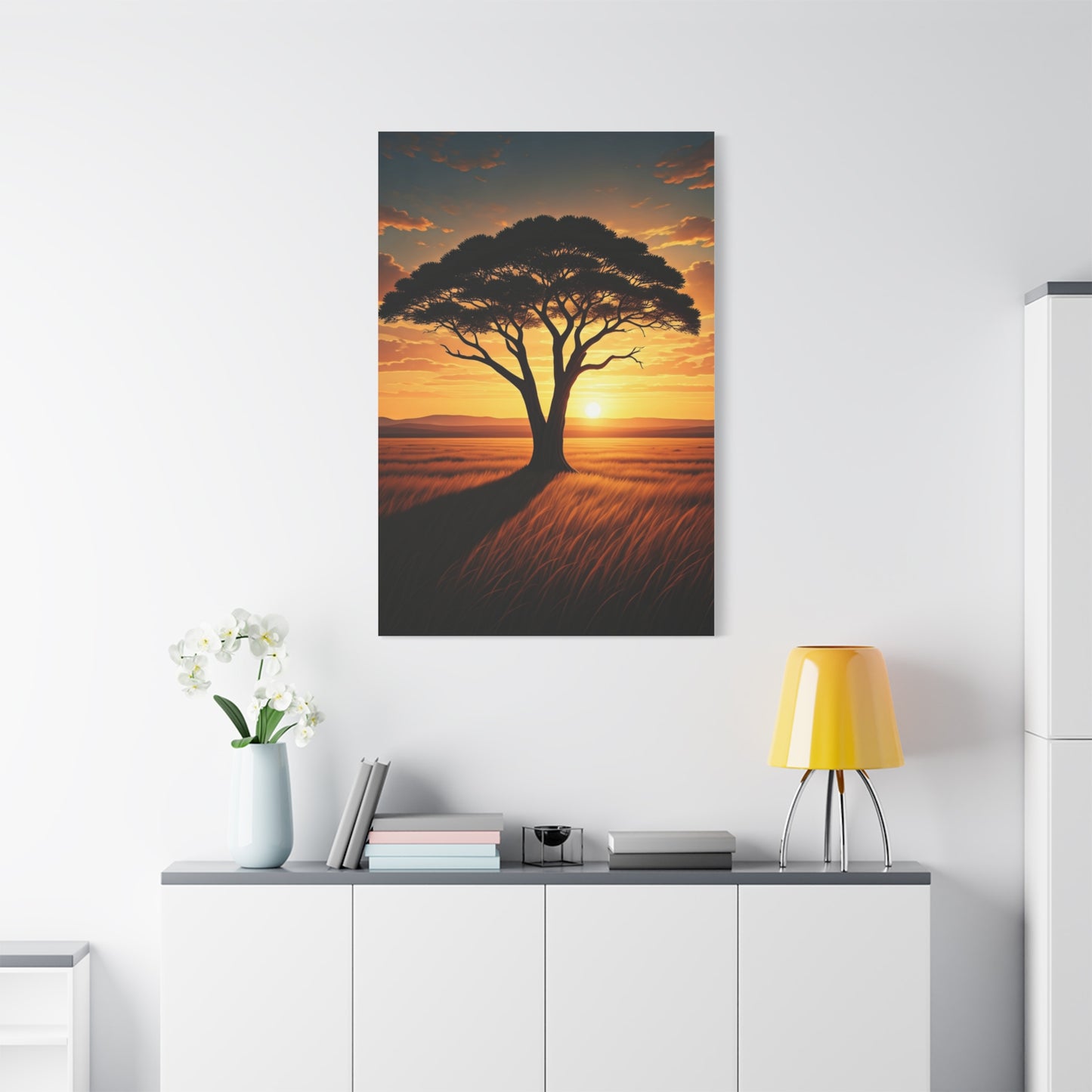 Lone Acacia Tree Sunset Horizon Wall Art & Canvas Prints