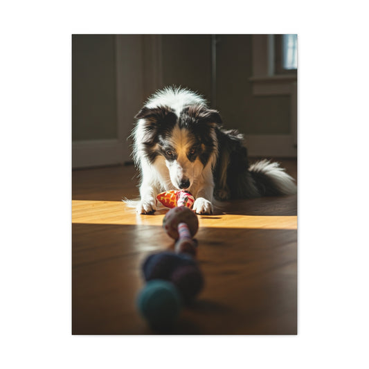 Sunlit Playtime Pup Wall Art & Canvas Print