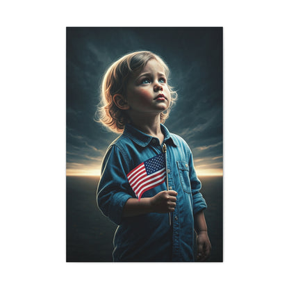 Child Holding Flag of Promise Wall Art & Canvas Prints