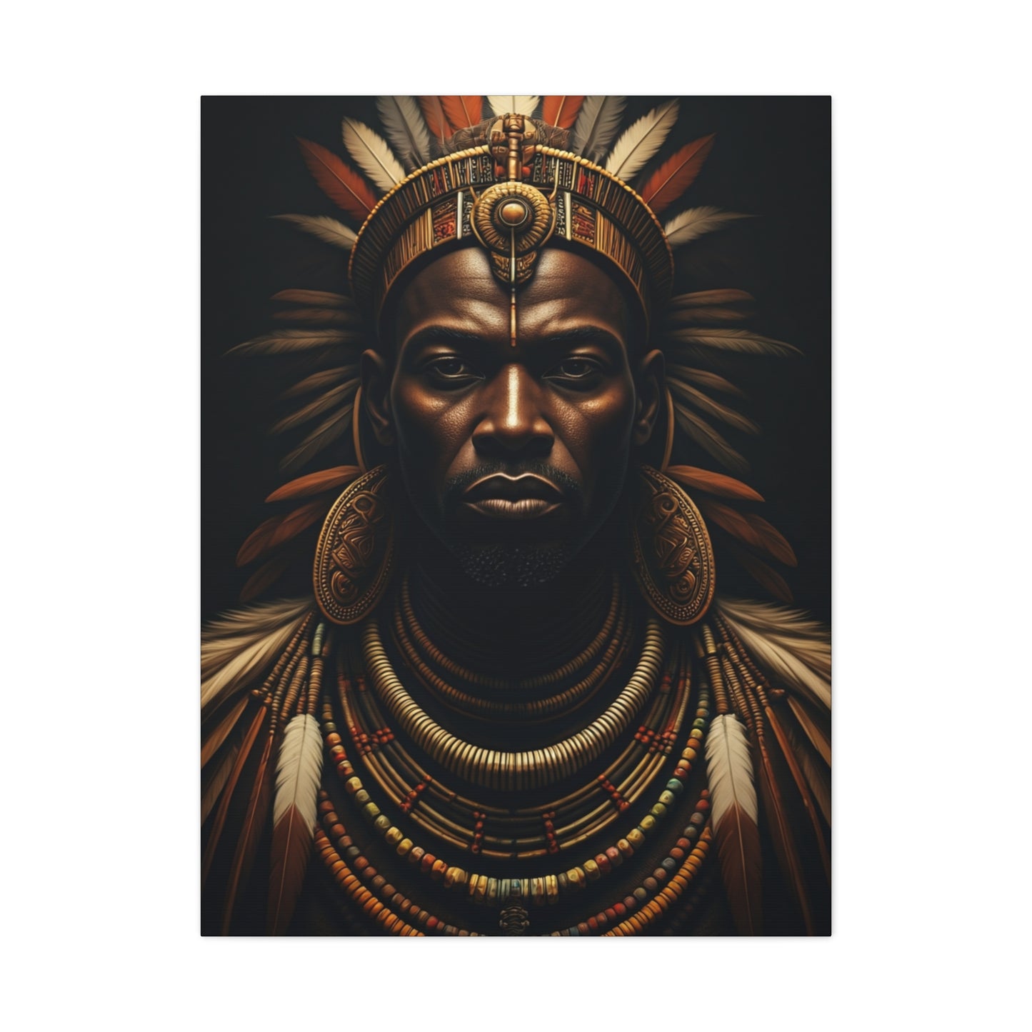 Crowned Tribal King Portrait Wall Art & Canvas Prints