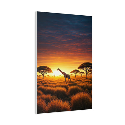 Savannah Giraffe Sunset Silhouette Wall Art & Canvas Prints