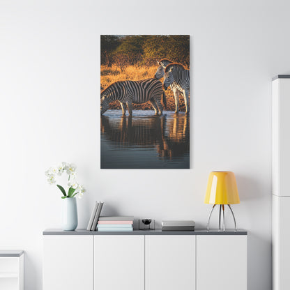 Zebra Pair at the Water’s Edge Wall Art & Canvas Prints