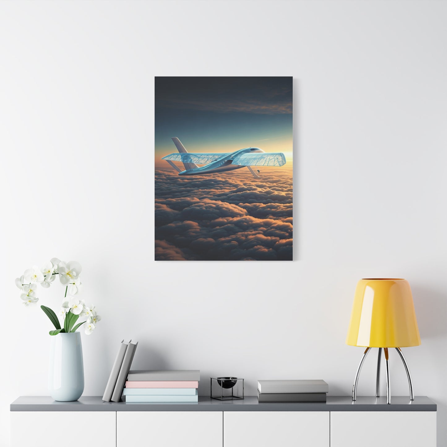 Elegant Concept Aircraft Above Clouds Wall Art & Canvas Prints