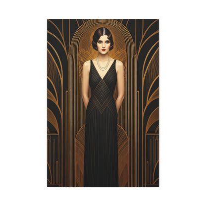 Midnight Deco Portrait Lady Wall Art & Canvas Prints