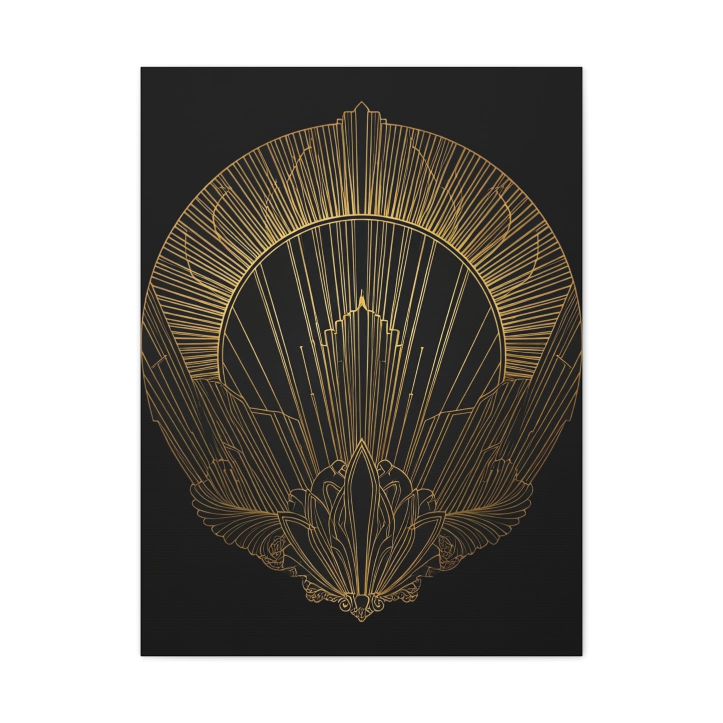 Deco Halo Emblem Black & Gold Wall Art & Canvas Prints
