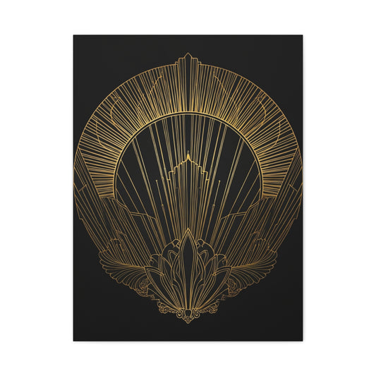 Deco Halo Emblem Black & Gold Wall Art & Canvas Prints