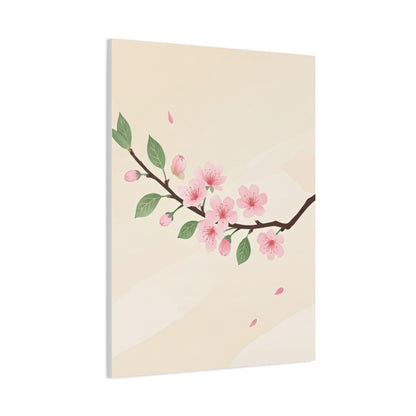 Minimal Sakura Branch Botanical Illustration Wall Art & Canvas Prints