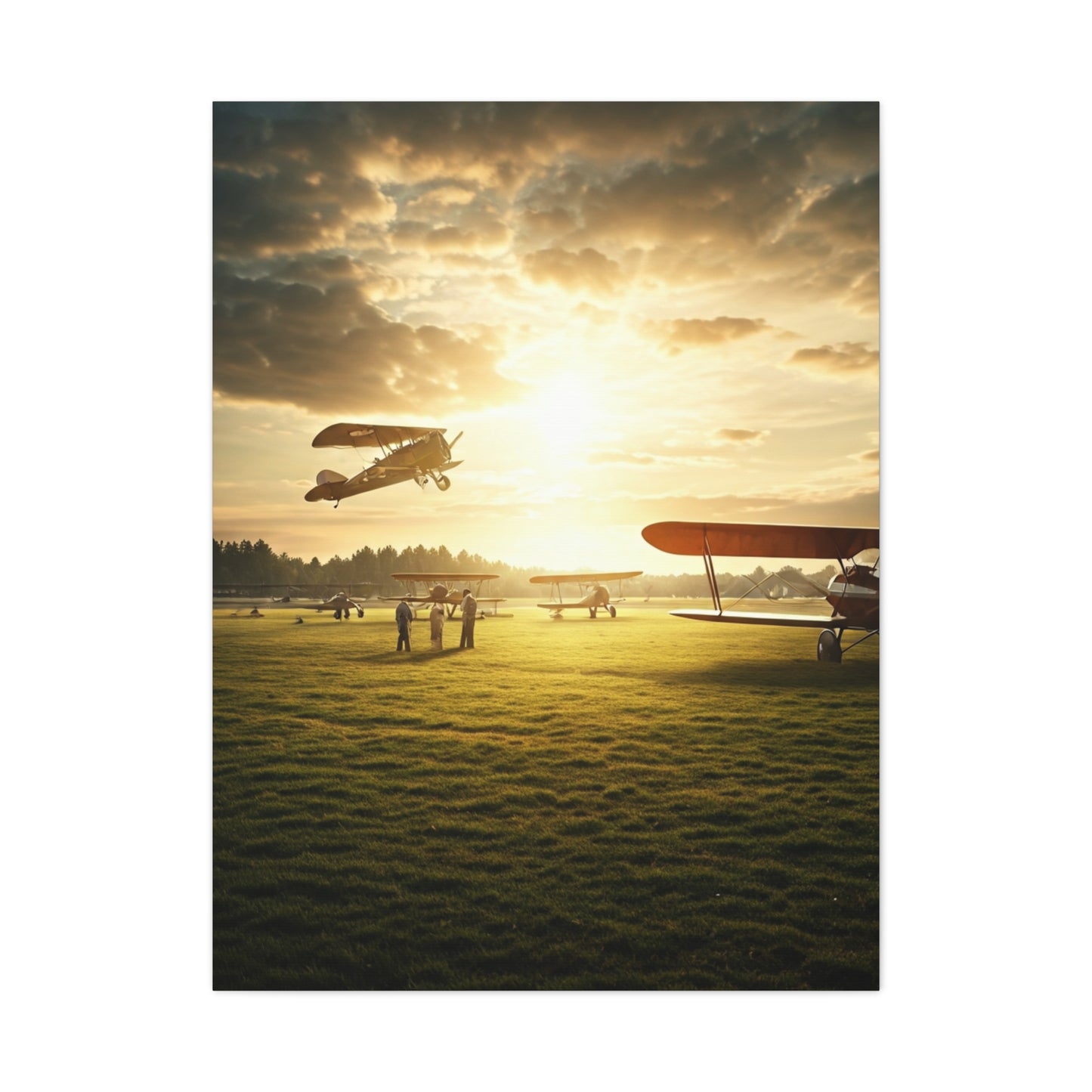 Golden Airfield Takeoff Moment Wall Art & Canvas Prints