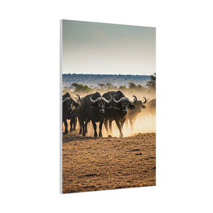 Wild Buffalo Herd in Dusty Savannah Wall Art & Canvas Prints