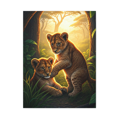 Lion Cubs in the Jungle Glow Wall Art & Canvas Prints