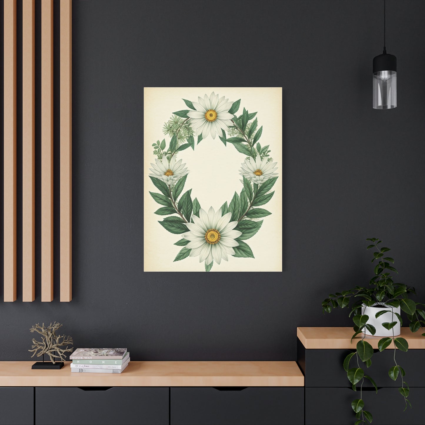 Floral Wreath Illustration Wall Art & Canvas Prints