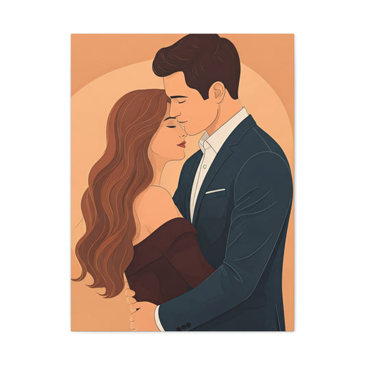 Romantic Embrace Illustration Wall Art & Canvas Prints