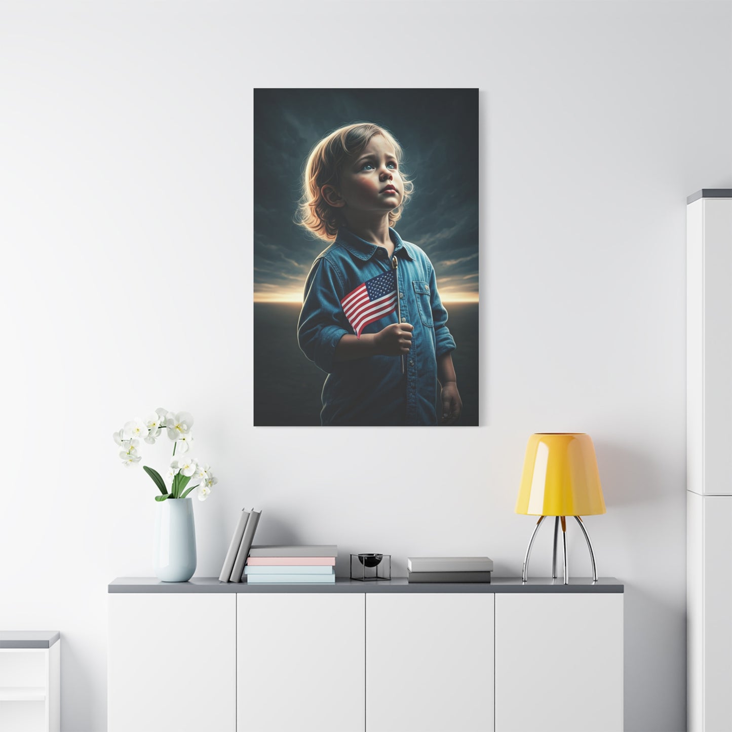 Child Holding Flag of Promise Wall Art & Canvas Prints