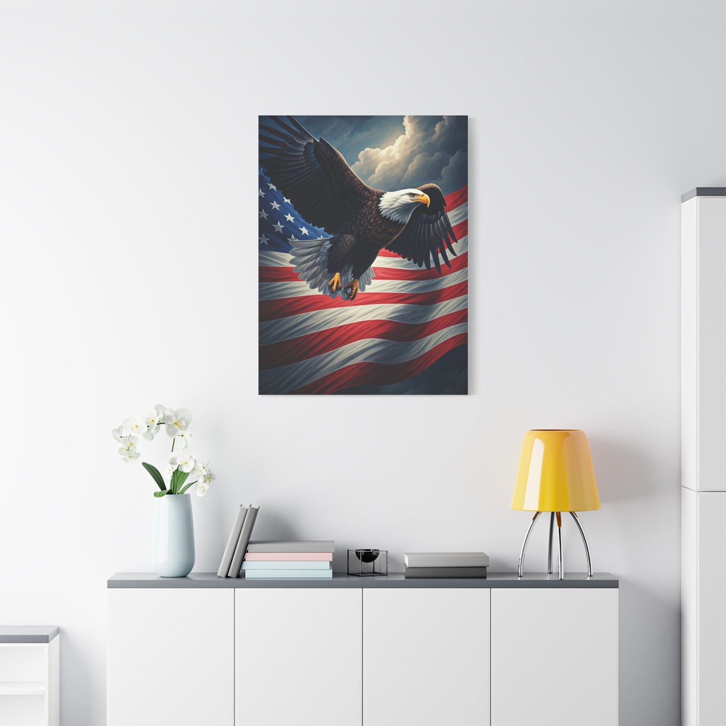 Eagle of Freedom Over the American Flag Wall Art & Canvas Prints